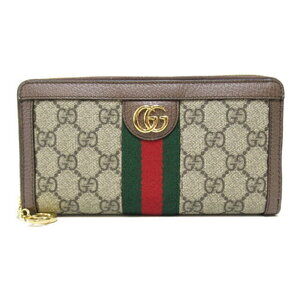 Gucci Ophidia Round Long Wallet GG Supreme Leather Beige